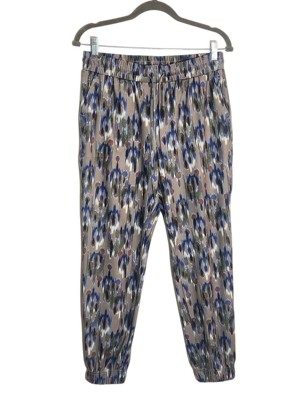 Zac and Rachel Gray and Blue Ikat Print Pull-On Jogger Pants Size Medium Flaw